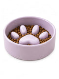 Ceramic Slow Feeder Cat Bowl Paw Small Pet Dogs 2 Cups Food Dish - color: Purple