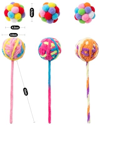 Cat Yarn Balls with Long Tassel Tails - Colorful Soft Knitted Cat Toy Balls, Interactive Kitten Chase & Chew Toys for Boredom Relief & Mental Stimulation, Safe Plush Cat Play Set (1) - color: D