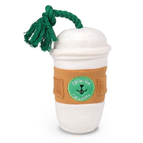 CHEWFFON Squeaky Dog Toy, Interactive Plush Tug & Treat Toy - style: Pupcoffee