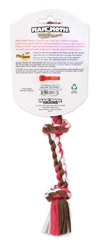 Mammoth Flossy Chews Color Rope Tug – Premium Cotton-Poly Tug Toy for Dogs – Interactive Dog Rope Toy – Tug Dog Chew Toy - size: Mini 10", style: 3 Knot