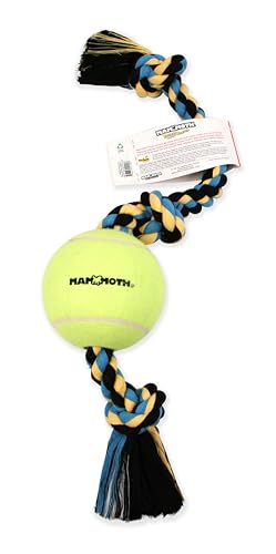 Mammoth Flossy Chews Tug with BIG 6-Inch Tennis Ball, X-Large, 36-Inch, Assorted Multicolor (51100F) - size: XL (36 in), style: 3 Knot Rope Tug with Tennis Ball