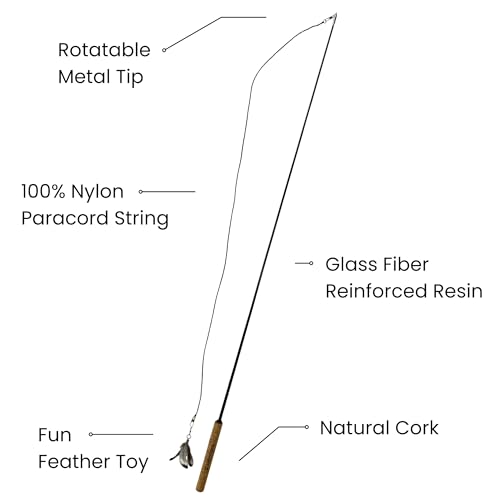 Forever Stick Cat Wand Toy, 3 Strings, Chew Proof Metal Wire - size: Forever Stick and Chew-proof String