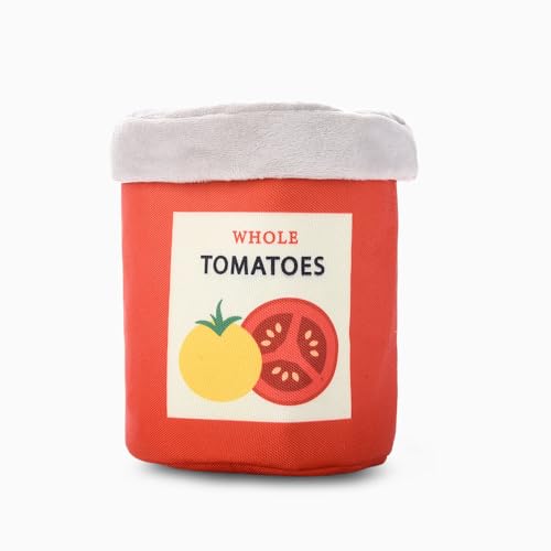 HugSmart Pet Food Party Tomato Can Dog Toy, 6.7-Inch, Plush, Multicolor