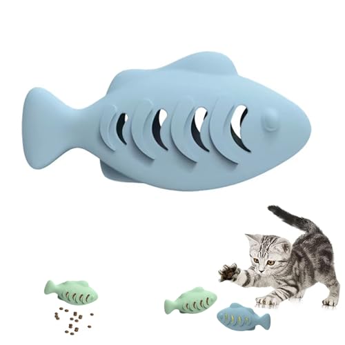 Cat Toys for Indoor Cats Interactive Cat Toy Food Dispenser Feeder Treat Dispensing Can be Stuffed with Cat Treats, Catnip (Blue) - color: blue