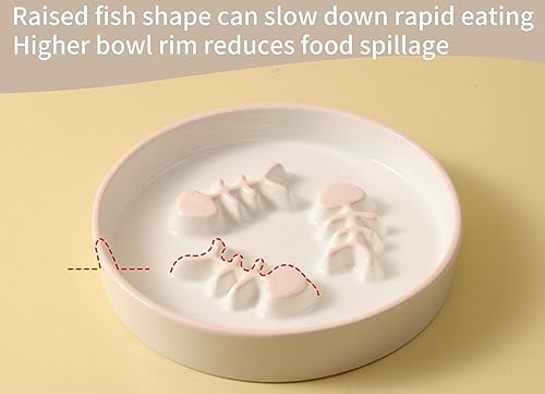 Ceramic Elevated Cat Bowls Set, Anti Vomit, Removable Dishes, Pink & Blue - color: Pink+Blue
