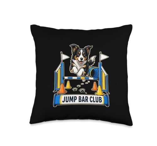 Jump BAR Club Dog Agility Training Practice Course Paw Throw Pillow - size: 16x16
