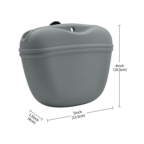 AUDWUD Silicone Dog Treat Pouch with Clicker Magnetic Closure Secure Clip - color: Light grey, size: 1 Pack