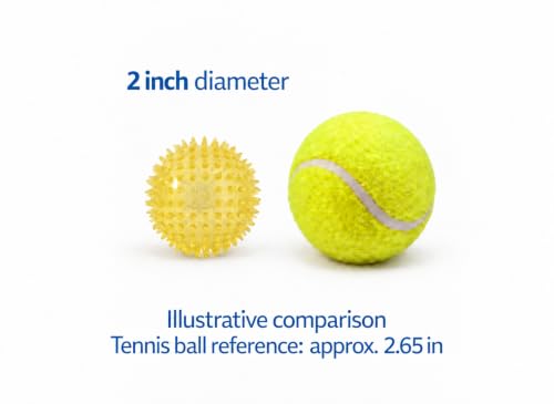 Squeaky Spiky Dog Ball for Teeth Cleaning & Gum Massage 2 Inch Puppy Small Dogs Yellow | Spiny TPR Rubber Chew Toy for Fetch Play Interactive Bouncy Dental Ball Durable BPA Free Nontoxic Floats - size: 2 Inch Yellow Ball 1-Pack