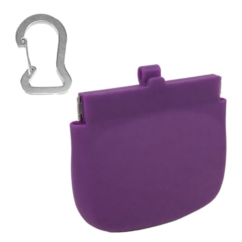 Silicone Dog Treat Pouch for Pet Training One-Hand Access One Cup Silicone Treat Bag with Pull Tab and Auto Closing Lid Treat Pouches for Leash(Color: Purple) - color: Purple