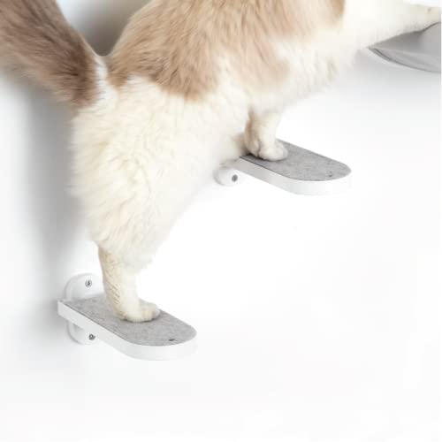 SVD.PET (2-PACK Cat Wall Steps, Cat Climbing Stairs with Replaceable Felt Pad, Cat Climbing Shelves for Wall Mounted with Cat Toy, Cat wall furniture for Kitten, Medium and Large Cats (White) - color: White, size: Climbing Step x 2