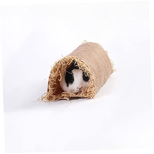INOOMP Rabbit Tunnel Nest for Small Pets Wear Resistant Grass Linen - size: M