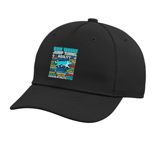 Run Weave Jump Tunnel Dog Agility Adjustable Baseball Hat - color: Black