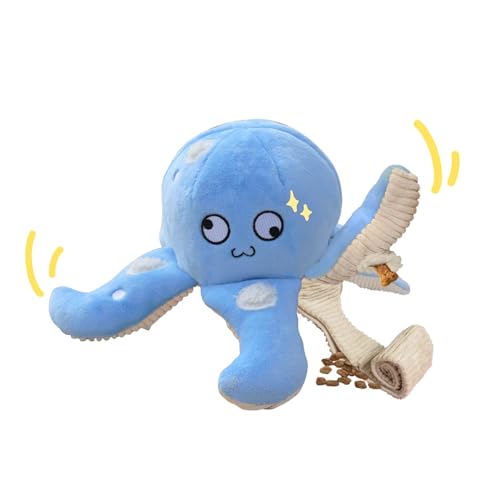 Interactive Dog Snuffle Octopus Toy, Hide & Seek Treat Dispenser Plush - color: Blue Octopus