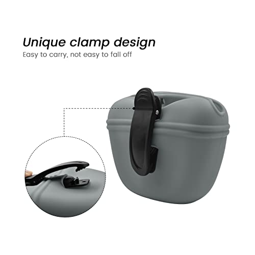 AUDWUD Silicone Dog Treat Pouch with Clicker Magnetic Closure Secure Clip - color: Light grey, size: 1 Pack