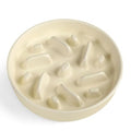 Ceramic Slow Feeder Dog Bowl, 2 Cups Maze Puzzle Dish to Slow Down Eating - color: Maze - White