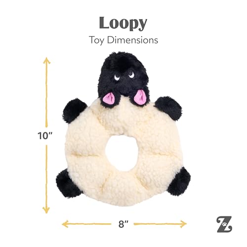 ZippyPaws Loopy No Stuffing Dog Toys to Keep Them Busy - 10" - color: Sheep, size: 10 x 8 x 1 in (Pack of 1)