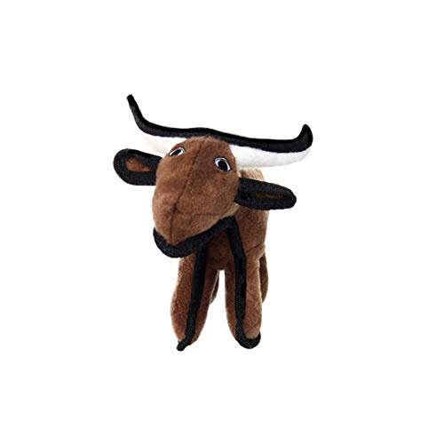 TUFFY® 2 Pack Bull Sheep Small Ultra Durable Plush Dog Toys - color: Brown Jr Bull Black White Jr Sheep