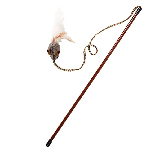 OurPet's Play-N-Squeak Teathered & Feathered Play Wand Cat Toy, for All Breed Sizes