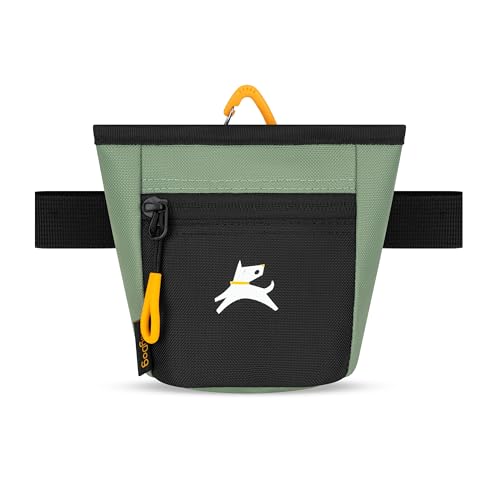 OllyDog Goodie Treat Bag, Dog Treat Pouch, Waist Belt Clip for Hands-Free Training, Magnetic Closure, Dog Training and Behavior Aids, Three Ways to Wear (Olivine) - color: Olivine