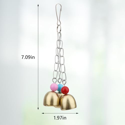 Hypeety Bird Bell Toy with Sweet Sound Cage Hanging Swing Bell for Parakeet - color: Bell Toy-3 bells (B)
