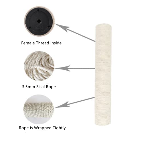SHENGOCASE Cat Tree Tower Accessories Replacement Post 17.7" L, Ø 3.15" Pole with M10 Bolt, DIY Cat Scratching Post Pole - size: Ø 3.15“