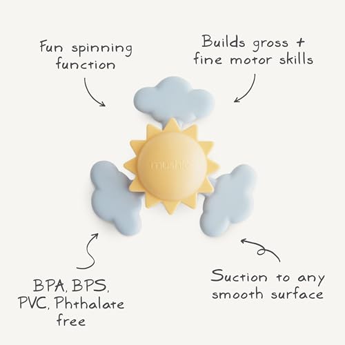 mushie Sunshine Suction Spinner Toy | Toddler Sensory Toys for Bath & Play - style: Sunshine