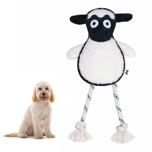 Green Sheep White Sheep Rope Toy for Dogs, Durable Plush Dog Chew Toy with Squeaker, Interactive Pet Toy for Small to Large Dogs, Tough & Recycle Cotton Rope Dog Toys - color: White Sheep (L)