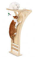 Cat Window Perch with Scratcher Ramp, 48-Inch Tall Wooden Climbing Tree - size: Medium