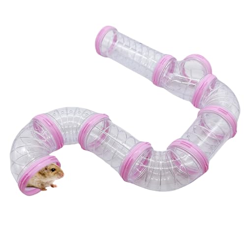 Hamster Tube Toy DIY Transparent Assorted Pipe Playground Tunnel Excercise for Dwarf Mouse Hamster or Other Small Animals - color: Purple