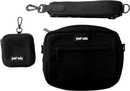 pet wiz Dog Walking Bag with Adjustable Strap - color: Black