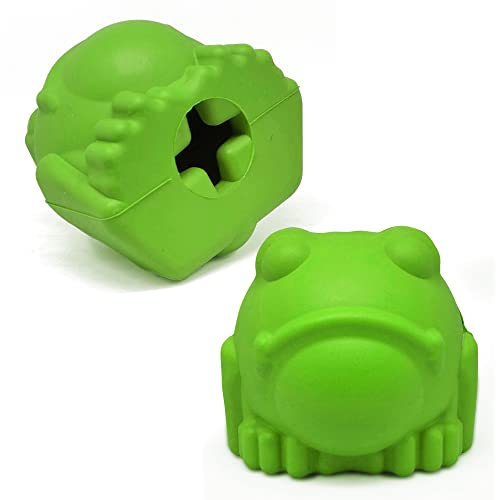 SodaPup MuttsKickButt Bullfrog – Durable Dog Treat Dispenser & Chew Toy Made in USA from Non-Toxic, Pet Safe, Food Safe Natural Rubber for Mental Stimulation, Problem Chewing, Calming Nerves & More - color: Bull Frog Green