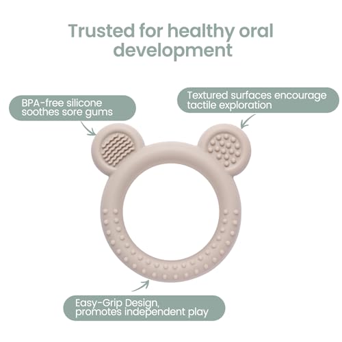 Eascrozn 3 Pack Silicone Teethers for Babies 3M+ BPA Free - color: Brown