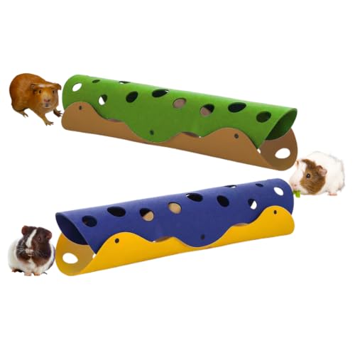 2Pack Guinea Pig Tunnel and Tube, Washable Felt Hideout, Green&Blue - color: Green&Blue