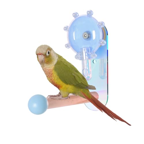 Rotating Foraging Puzzle Toy for Parrots with Colorful Acrylic Perch - Interactive Mental Enrichment Feeder Game for Cockatiels, Conures, Budgies, Lovebirds (Blue, M) - color: blue