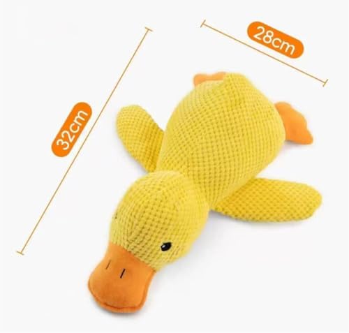 Dog Calming Duck Toy Yellow Duck Plush Toy ， Mellow Calming Pillow Soft Interactive Toy for All Dogs（Yellow，1pcs，Medium Size）
