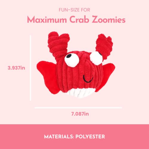 Crab Plush Dog Toy, 2-in-1 Rip & Reveal Interactive Dog Toy with Squeaky Spiky Ball Inside, Crinkle Wings, Soft Plush Chew Toy for Small Medium Large Dogs - color: Red