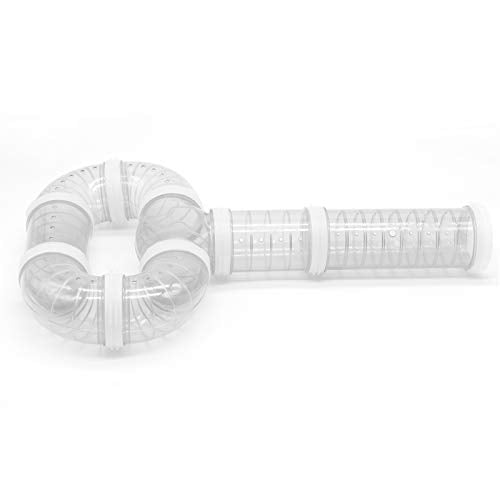 Hamster Tube Set, 8 Pack Transparent Curved Pipe Pet Cage Tunnel Hamster Toy DIY Creative Connection Tunnel External Sports Tube for Mouse Rat and Other Small Animal