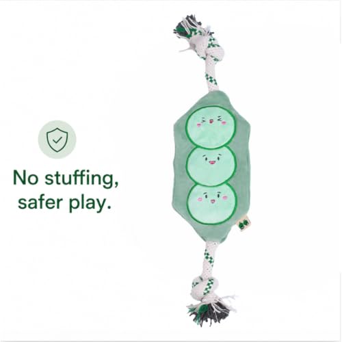 Green Sheep Interactive Plush Dog Toy, No Stuffing Squeaky Toy with Recycled Cotton Rope for Medium to Large Dogs, Chew Toy, Pea - color: Pea（L）