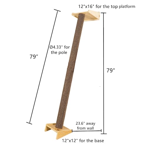 SHENGOCASE Modern 78.7“ Tall Leaning Cat Tree Tower Scratching Post Pillar with Bed Perch, Wall Mounted Cat Shelves for Window (Sisal Cover) - color: White A