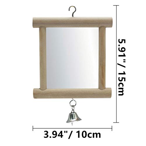 Litewoo Bird Mirror with Bell Parrot Swing Interactive Play Toys, 2PC - color: Bird Mirror with Bell-2PCS