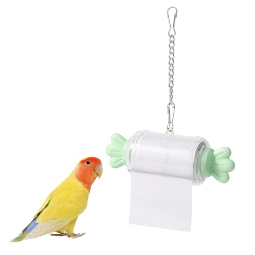 MiOYOOW Parrot Shredding Toy, Bird Foraging Roll Paper Holder with Hanging Chain for Parakeet Cockatiel Conure Lovebird - color: Green