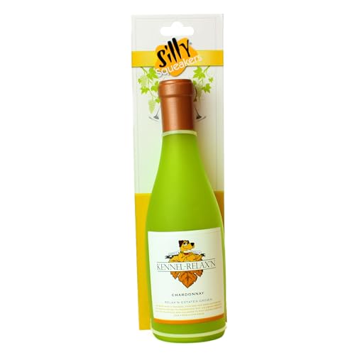 SILLY SQUEAKERS Tuffy Kennel Relaxin Wine Bottle Dog Toy: Squeaky Dog Toy, Washable and Floats, Vinyl Construction - color: Yellow Kennel Relaxin Wine Bottle