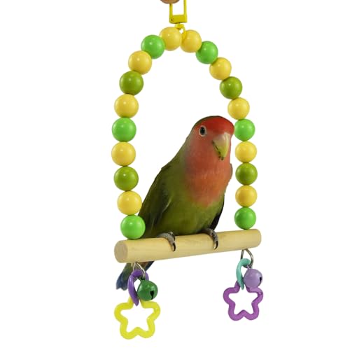Wooden Bird Cage Swing Perch for Parakeets,Small Parrots Swings Stands - color: Yellow-green