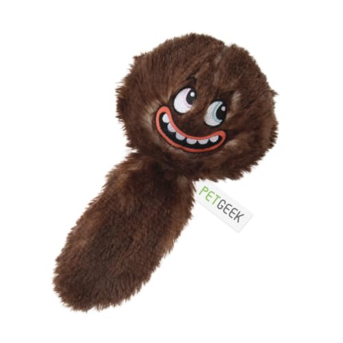 PETGEEK Interactive Dog Toys Ball - Rechargeable, Squeaky Plush Crazy Bouncer Dog Ball with Wiggles & Vibrations, Durable Moving Vibrating Toy for Small, Medium, Large Dogs (6 Inches, Brown) - color: brown
