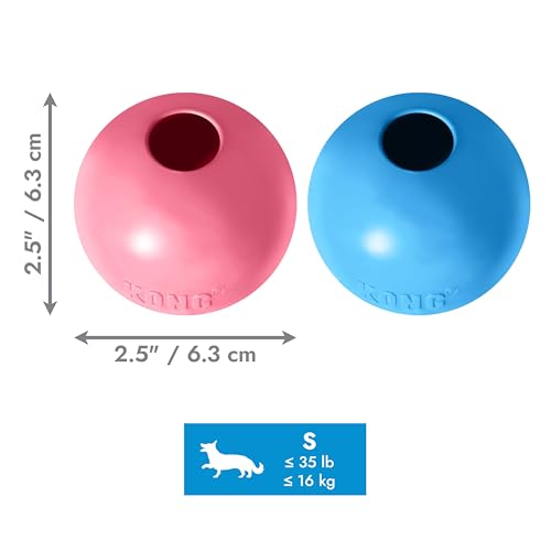 KONG Puppy Ball with Hole, Natural Rubber Teething Toy, Small Puppies, Pink - color: Pink, size: Small (Pack of 1)