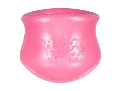 WEST PAW Zogoflex Toppl Interactive Treat Dispensing Puzzle Dog Toy for Mental Stimulation & Enrichment-Holds Kibble & Treats-Lickable, Freezable & Dishwasher Safe-Made in USA-XL-Geranium - color: Geranium, size: X-Large