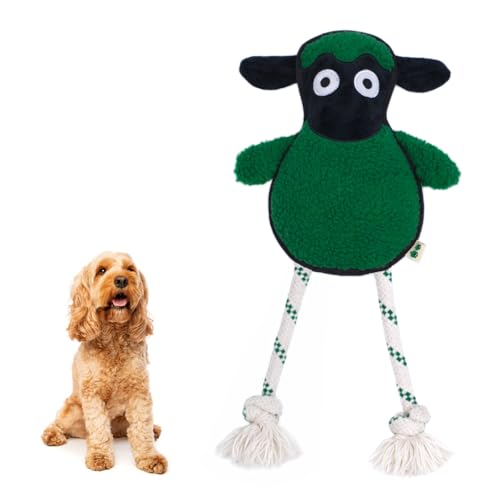 Green Sheep Dog Toy, Durable Plush Rope Toy with Squeaker for Small to Large Dogs, Interactive Chew Toy for Pets, Tough & Recycle Cotton Rope Dog Toys to Keep Them Busy - color: Green Sheep (L)