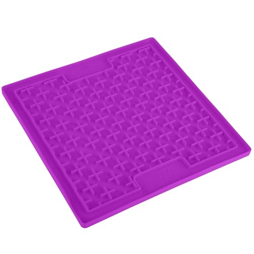 LickiMat Classic Buddy, Cat Slow Feeder Lick Mat, Boredom Anxiety Reducer; Perfect for Food, Treats, Yogurt, or Peanut Butter. Fun Alternative to a Slow Feed Cat Bowl or Dish, Purple - color: Purple