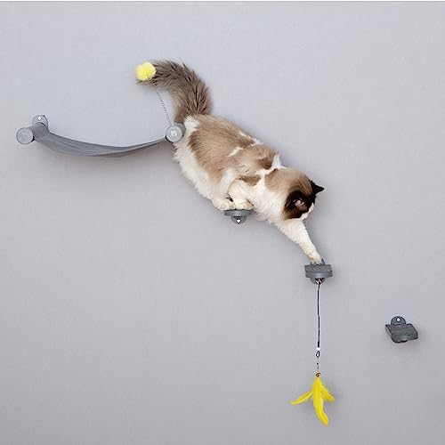 SVD.PET 3-Pack Cat Steps, Climbing Stairs with Replaceable Felt Pad, Shelves with Cat Toy, Wall Furniture (Dark Grey) - color: Dark Grey, size: Climbing Step x 3