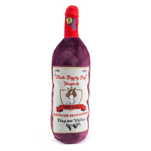 Haute Diggity Dog Cavalier Sauvignon Plush Dog Toy, Wine Parody Chew Toys - color: Cavalier Sauvignon (Maroon), size: One Size